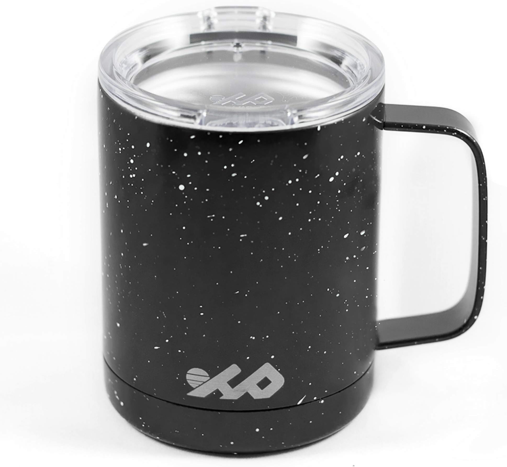 Highland Peak Insulated 12oz Camping Mug with Handle - Travel Cup Tumbler with Lid - Ideal for Backpacking, Outdoors, Hiking - Lightweight Double-Walled Vacuum Mug for Hot & Cold Beverages