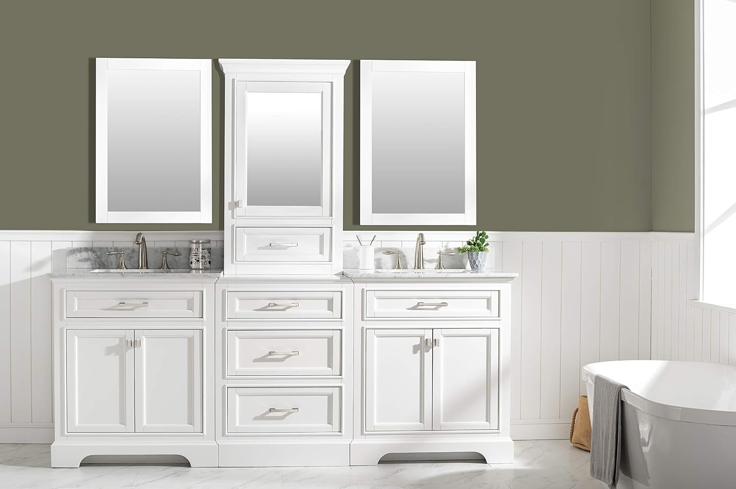 Design Element Ml 96mc Wt Milano 96 Double Sink Bathroom Vanity Modular Set In White Kitchen Bath Fixtures Tools Home Improvement Biquinismaranatacombr