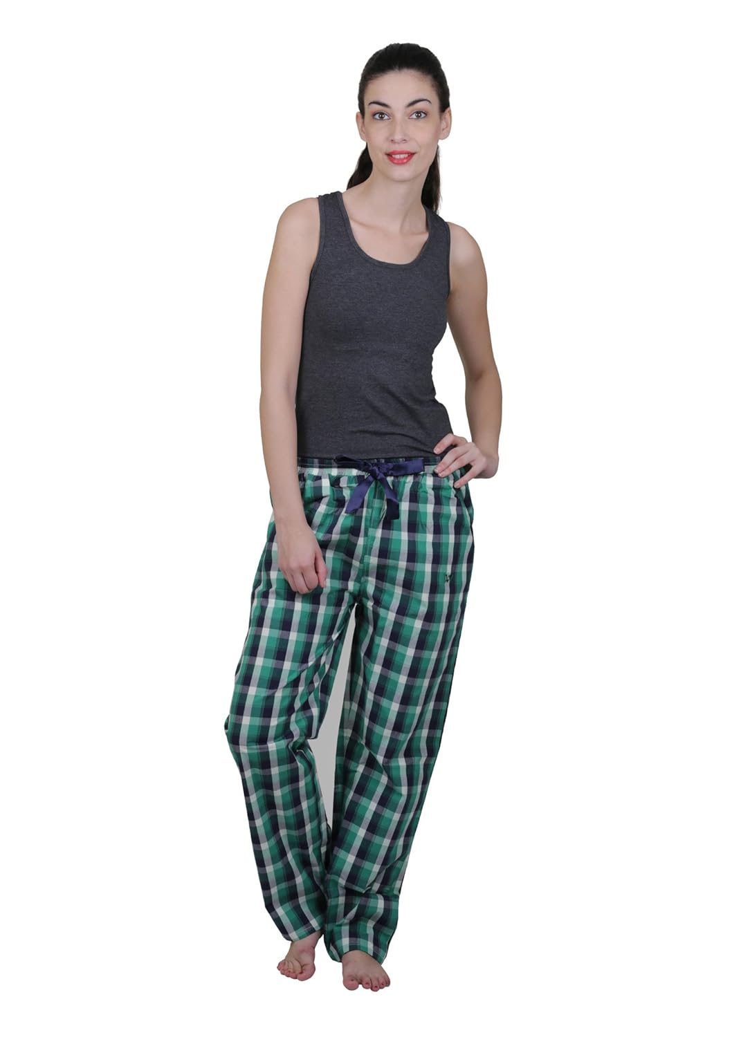 vixenwrap green & black checkered cotton pyjama