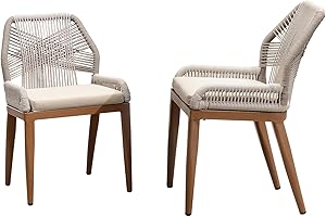 PURPLE LEAF Patio Dining Chair Set 2 Pieces Aluminum Modern Furniture Seating for Garden Kitchen Porch Outdoor Wicker Dining Chairs with Sunbrella Cushions