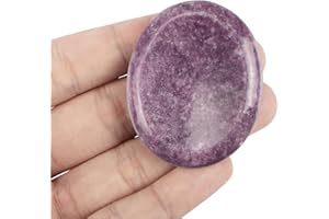 Artistone Purple Lepidolite Thumb Worry Stone Hand Carved Chakra Healing Crystal Pocket Palm Stones for Anxiety Stress Meditation 2 Inch