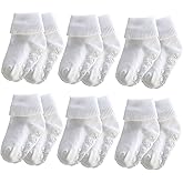 Xiyadun 6 &12 Pairs Infant Toddler Baby Kids Turn Cuff Ruffle Cotton Socks