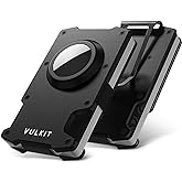 VULKIT Minimalist Slim Wallet for Mens with Money Clip- RFID Blocking with AirTag Holder Design Metal Wallet, Matte Black