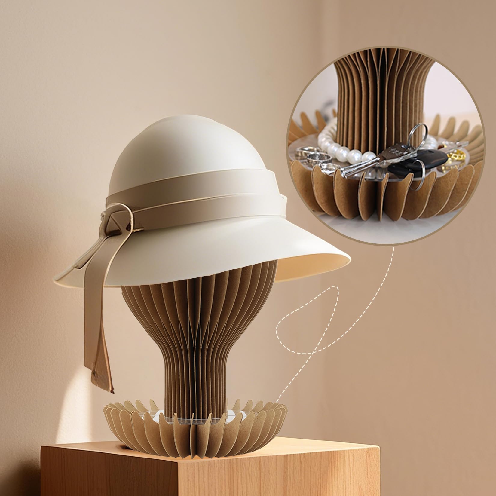 ZEYGC Paper Hat Rack Foldable Honeycomb Design, Ornament Display Stand Table Decoration Centerpiece, Jewelry Holder Indoor Living Room