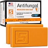 Solpri Medicated Antifungal Soap Bar | Jock Itch, Athlete's Foot, Ringworm | 1% Clotrimazole Treatment for Skin Fungus, Anti Fungal Relief with Tea Tree Oil 4 oz (2 pack)