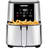 Chefman TurboFry Touch Air Fryer, Large 5-Quart Family Size, One Touch Digital Control Presets, French Fries, Chicken, Meat, Fish, Nonstick Dishwasher-Safe Parts, Automatic Shutoff, Stainless Steel