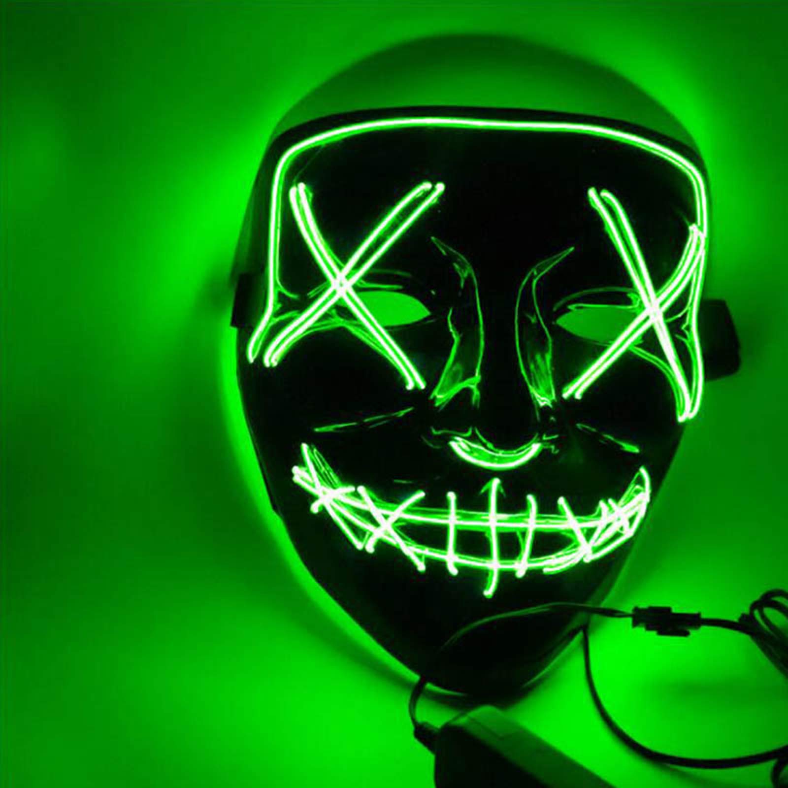 Voilamart LED Halloween Mask Halloween Scary Light up Mask EL Wire Mask Led Purge Mask for Halloween Cosplay Festival Party (Blue)