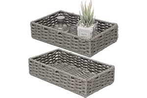 HOSROOME Wicker Bathroom Storage Organizer Tray Toilet Paper Basket for Tank Top Decorative Hand Towel Bread Baskets Kitchen Organizing