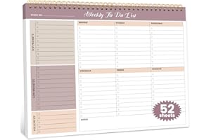 ZOTIA Weekly To Do List Notepad with 52 Undated Sheets（8.5"×11"）- Undated Weekly Planner Notepad for Office Desk Accessories and Supplies - Midnight Lilac