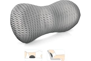 AgoKud Lumbar Support Pillow, Back Pillow for Office Chair and Car Seat, Memory Foam Back Support Pillow for Lower Back Pain Relief, Adjustable Lumbar Pillow for Sleeping, Rest (Grey)