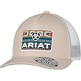 Ariat Men's Trucker Cap with Southwest Design Patch and Snapback Closure (Beige)