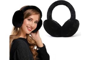 Eyegla Winter Ear Muffs Women Adjustable Fuzzy Earmuffs Faux Fur Ear Warmers Foldable Ear Covers for Cold Weather