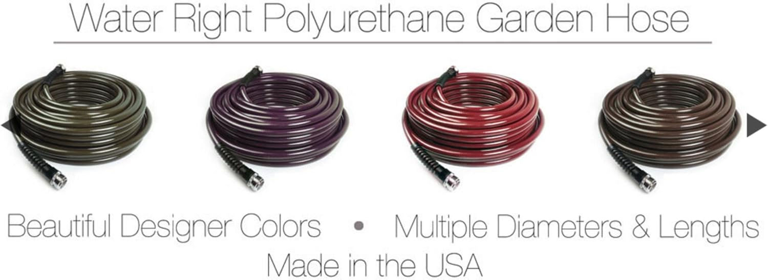 Water Right 400 Series Polyurethane Slim & Light Drinking Water Safe Garden Hose, 50-Foot x 7/16-Inch, Brass Fittings, Olive Green, USA Made : Lightweight Hose : Garden & Outdoor
