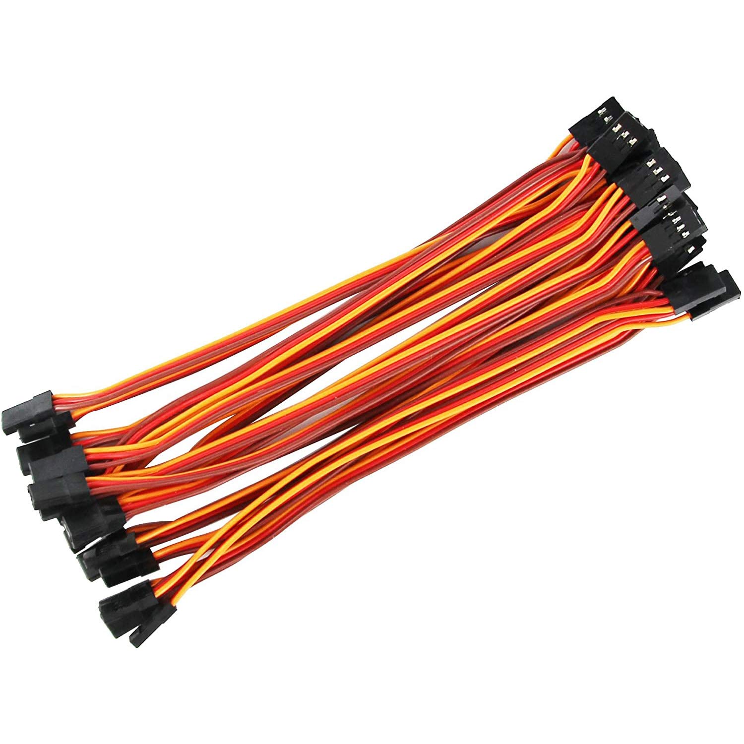 POFET 20pcs 15cm JR Style Servo Extension Cables, 3Pin Extension Cable 22AWG 60 Cores Wire Male to Female Futaba JR for Remote Control Aircraft
