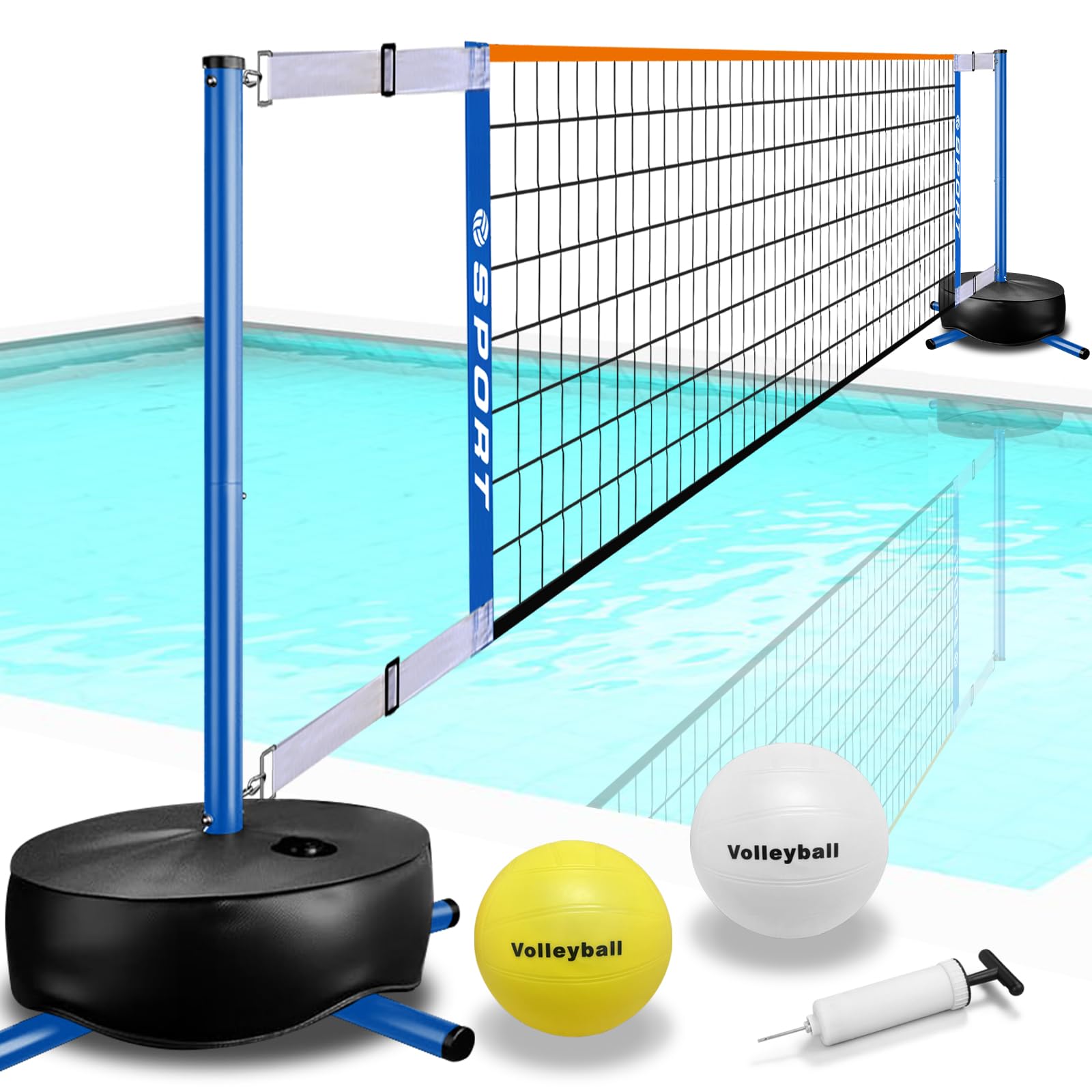 Photo 1 of  *one black weight bag cut* Furypiont Pool Volleyball Net with 2 Water Volleyball