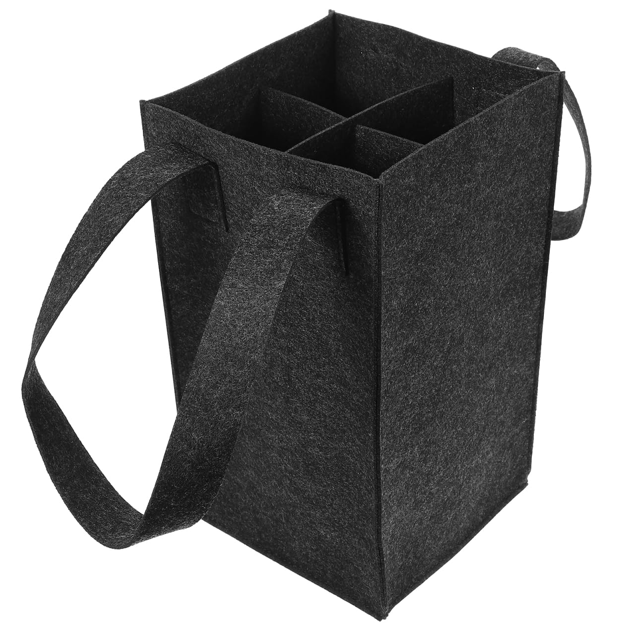 jojofuny Portable Felt Wine Bottle Bag, 4 Bottle Carrier, Insulated Storage Tote for Red Wine, Black, 16x15x28cm, for Parties, Travel, Christmas