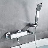 Ibergrif Gold Square Shower Mixer Tap Hand Shower Hose Holder Chrome view 3