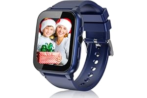 Goodatech 1.69'' Smart Watch for Kids 4-12 Years Boys Girls, 26 Puzzle Games,HD Camera,Video Music Player,Pedometer,Flashlight,Alarm Clock,Learn Card,Audio Book,Smartwatch for Children Gifts (Blue)