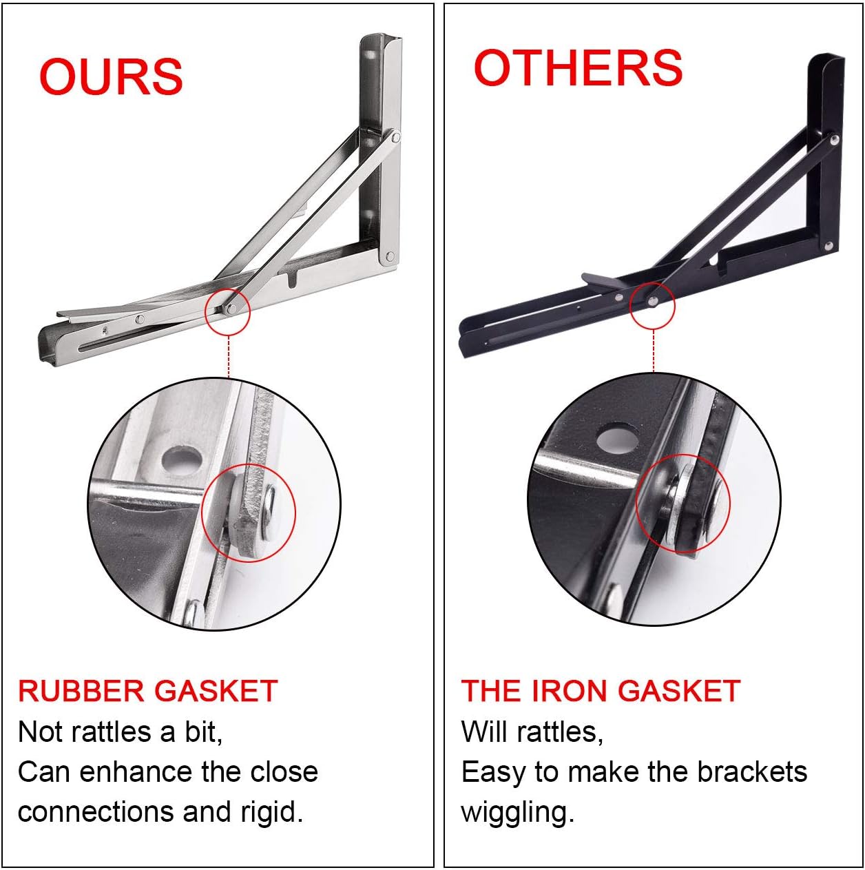 YUMORE Shelf Bracket, Heavy Duty Stainless Steel Shelf Support Corner Brace Joint Right Angle Bracket (Type B - 24" (Foldable)): Home Improvement