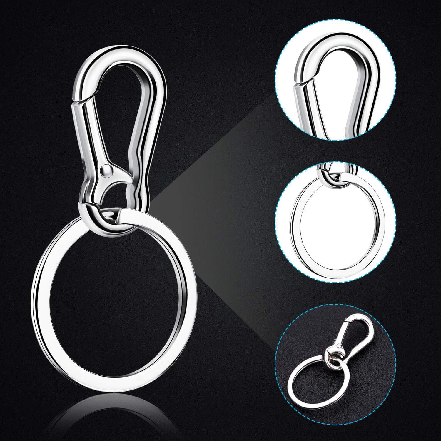 Keychain Clip with Key Ring, Cridoz 4pcs Key Chain Clip Hook with 16Pcs Key Rings for Car Keys, Dog Tag and Key Chain (Assorted Sizes) at  Men’s Clothing store