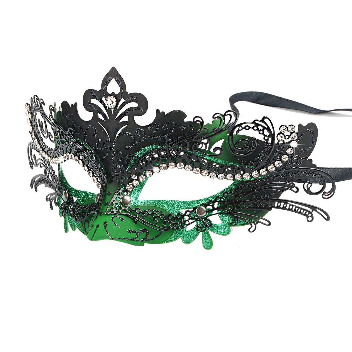Photo 1 of (BAGGED) (USED/FAIR) Hoshin Masquerade Mask, Mardi Gras Deecorations Venetian Masks for Womens (Black & Green)