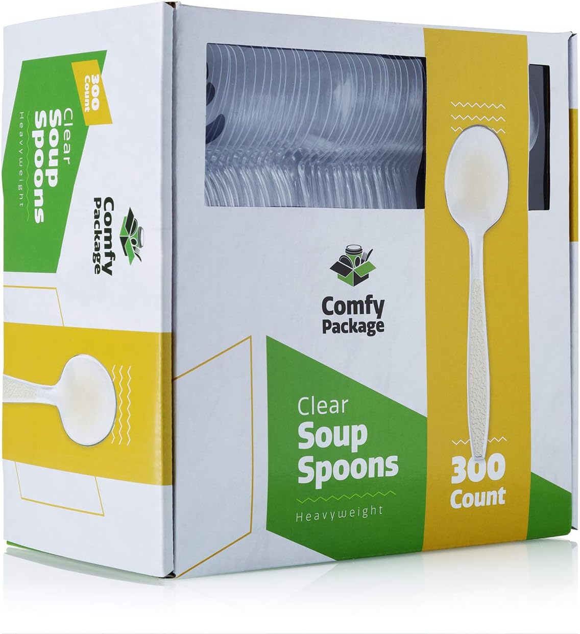 [300 Pack] Heavyweight Disposable Clear Plastic Soup Spoons: Kitchen & Dining