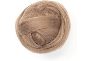 Kondoos Colored Natural Wool roving, 8 OZ. Best Wool for Needle Felting, Wet Felting, handcrafts and Spinning. (Brown/Tobacco)