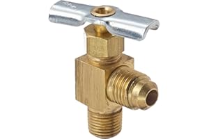 Eaton Weatherhead 320 Brass Needle Valve, Flare Angle, 90-Degree Elbow, 1/4" Tube OD x 1/8" NPT Male