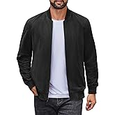 COOFANDY Men's Lightweight Suede Bomber Jackets Casual Varsity Jacket Vintage Faux Leather Jackets