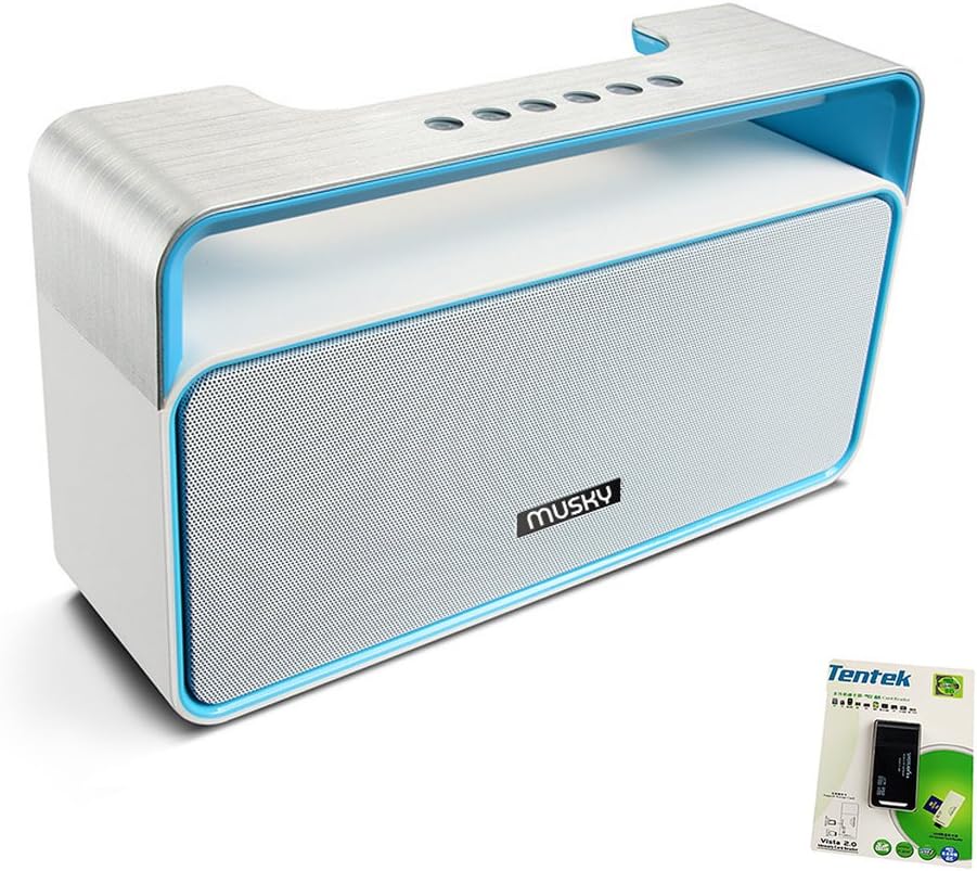 Portable Bluetooth Speaker, with 10W Acoustic Drivers, LED Display, Dual Subwoofer, FM Radio, Handsfree Speakerphone, Micro SD Card & USB & AUX-In Slots for Smart Phone, MP3, MP4, iPad, Tablet & More