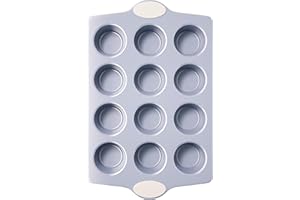 BRONYPRO 12-Cup Non Toxic Nonstick Ceramic Muffin Pan & Cupcake Tin, PFOA & PFOA Free, Heavy Duty Rust-Resistant Aluminized S