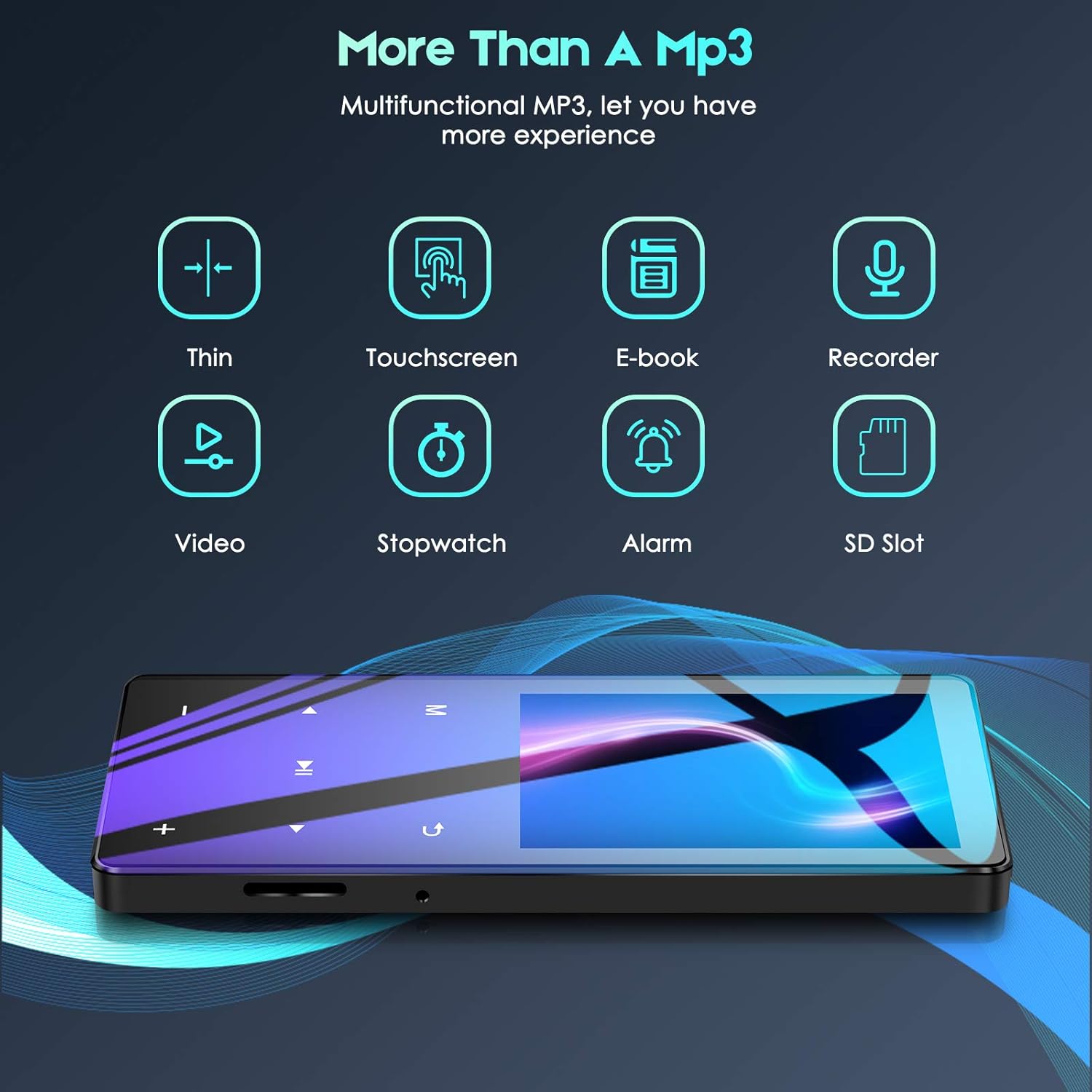 32GB Mp3 Player with Bluetooth 5.0 for Running - EVIDA Portable Music Player Touch Buttons HiFi Sound: Office Products