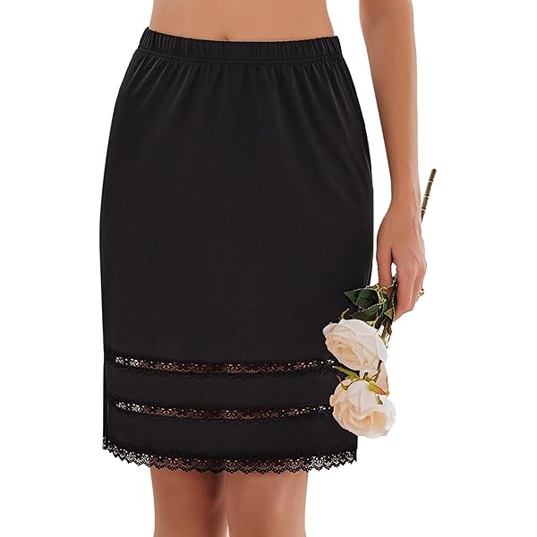 Womens Lace Slip Dress Skirt Extender Single Laced Skirts Extenders Half Slip - Foto 4