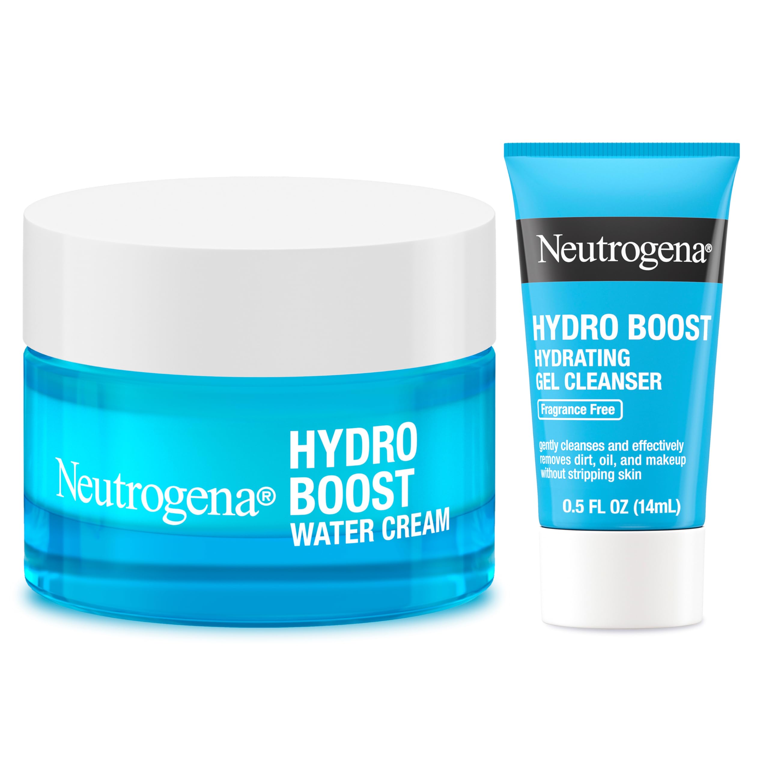 Photo 1 of Neutrogena Hydro Boost Skincare Set, Hydro Boost Fragrance Free Gel Cream Face Moisturizer, 1.7 fl oz, & Trial Size Hydro Boost Fragrance Free Hydrating Gel Facial Cleanser, 0.5 fl oz