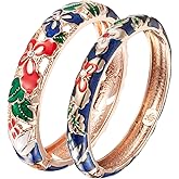 UJOY Fashion Cloisonne Bracelets Plated Butterfly Filigree Enameled Womens Gifts Bangles Spring Hinged 88A09
