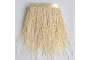 Shekyeon Ostrich Feather Trim Fringe Used Wedding Sewing Crafts Costumes Decoration Pack of 2 Yards(Ivory)
