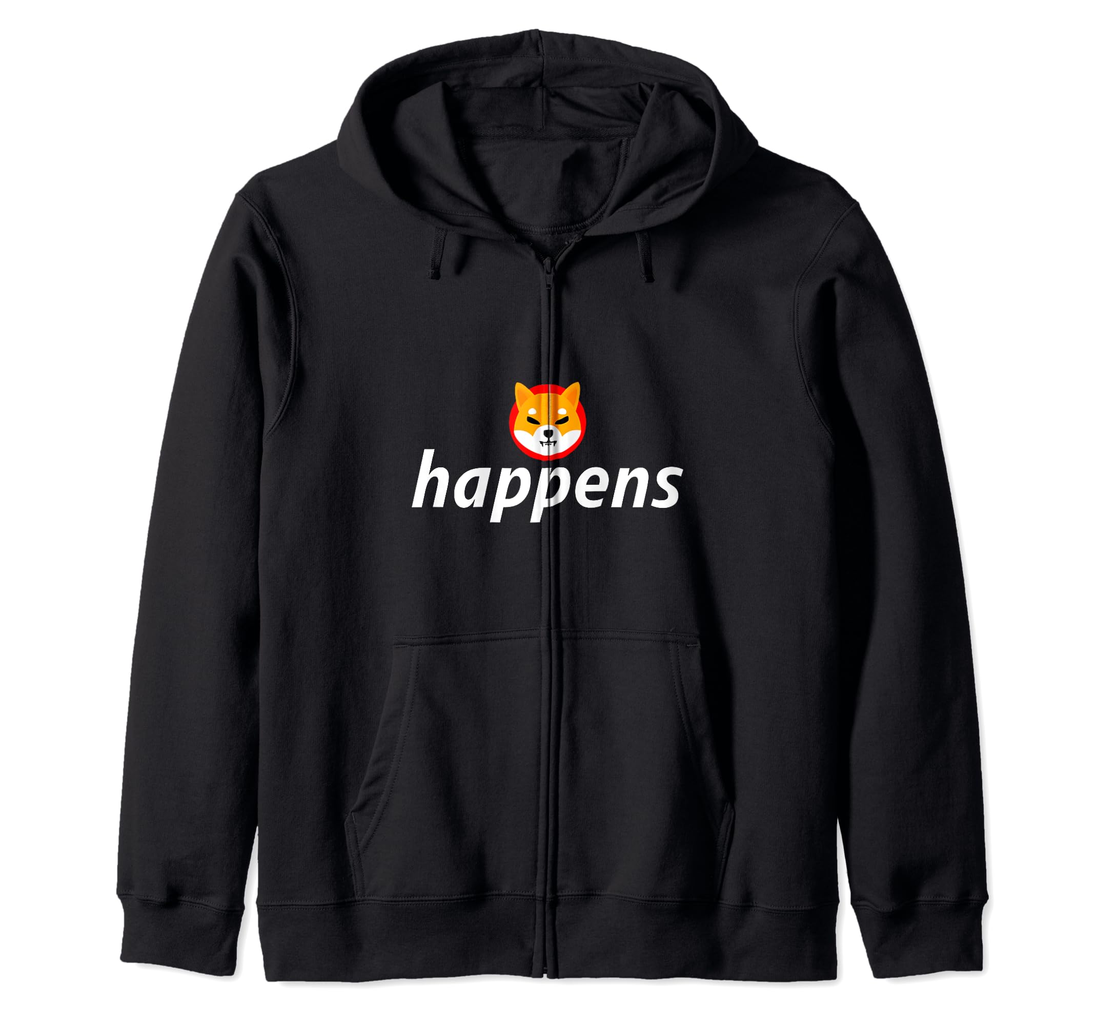 $Shib Happens Funny Shiba Inu Coin Blockchain HODL Crypto Zip Hoodie
