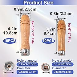 ANCIRS 20pcs Wooden File Handle with Strong Metal