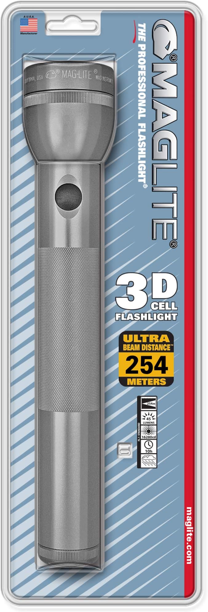 Maglite Waterproof Incandescent 3D Cell Flashlight Grey