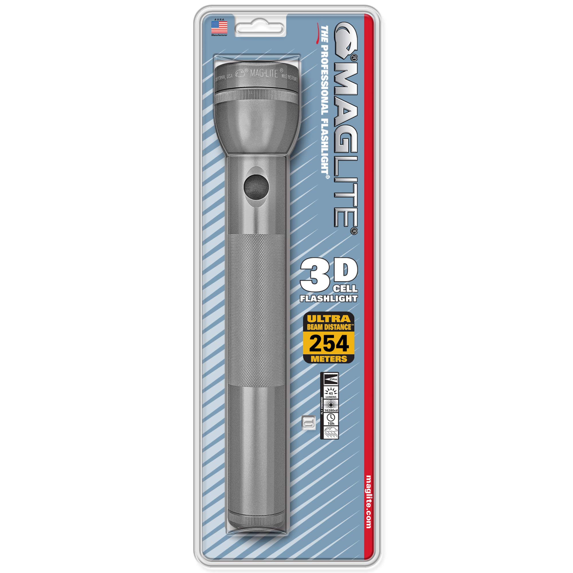 Maglite Waterproof Incandescent 3D Cell Flashlight Blister Pack - Grey — image 1