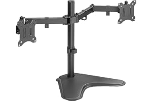Amer Dual LED LCD Monitor Free-Standing Desk Stand for 2 Screens up to 32 inches Heavy-Duty Fully Adjustable Arms with Max VE