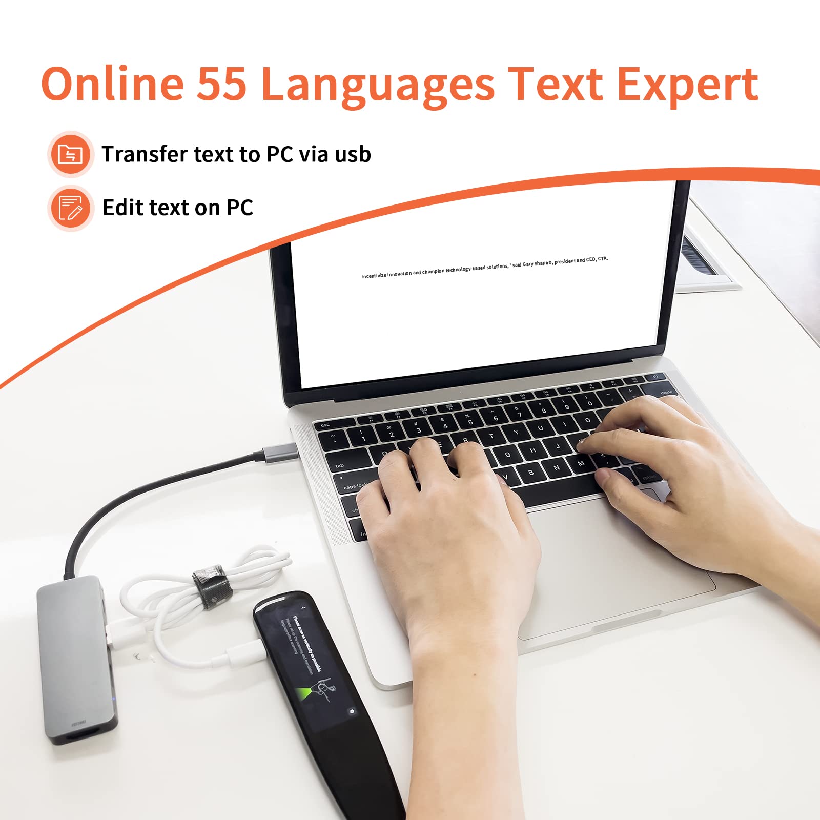 Language Translator Device, DOSMONO OCR Reading Pen, Dyslexia Reading Tool (Black)