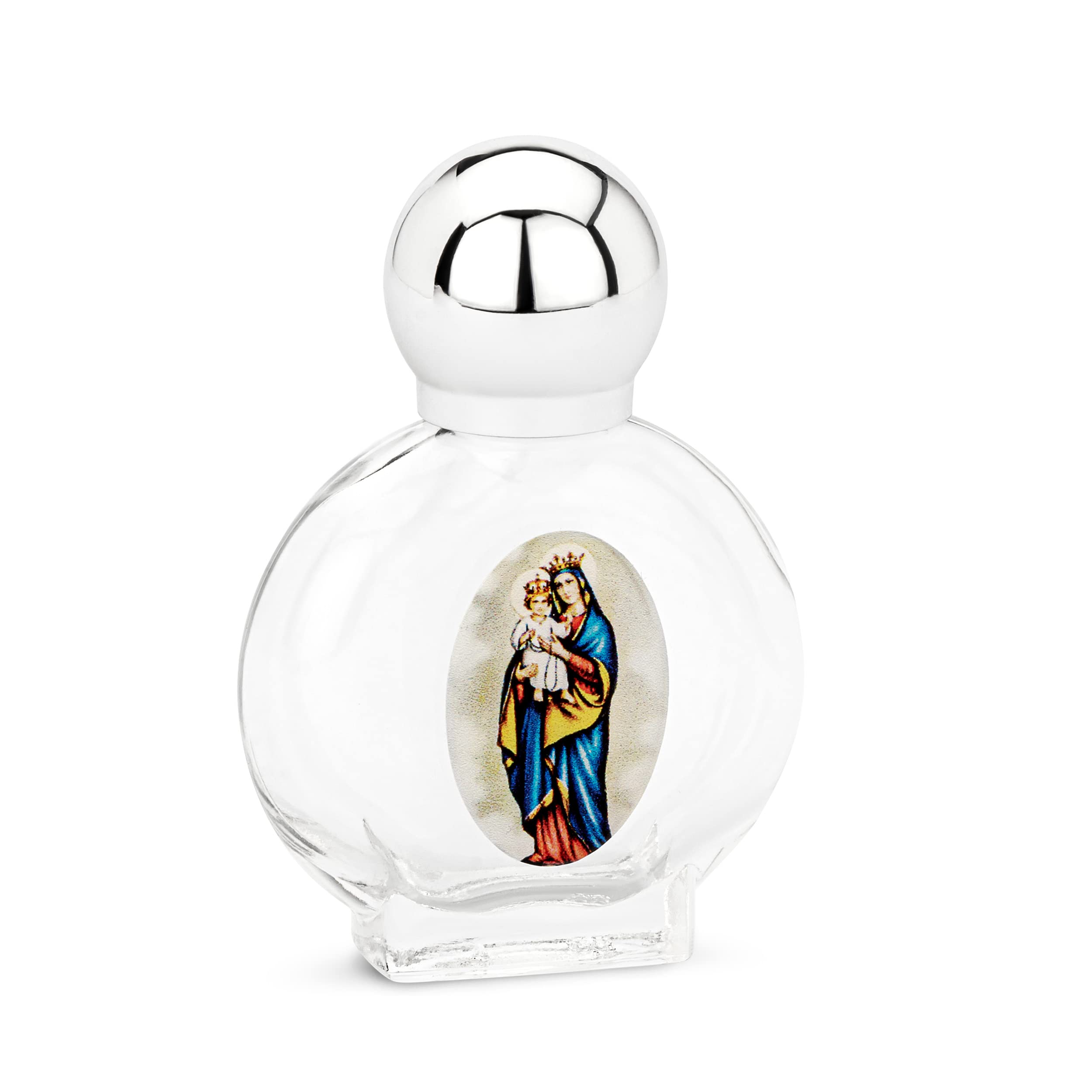 NKlaus 14366 Sacral Holy Water Bottle Glass Madonna Crown Design 7 x 4.5 x 2 cm Pilgrimage