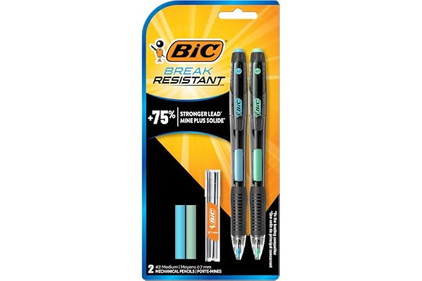 BIC Break-Resistant Mechanical Pencils, HB Medium Point (0.7mm), School Supplies for Students and Teachers, 2-Count Pack