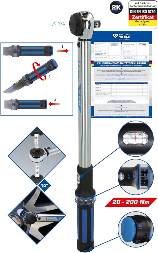 Cles Dynamometriques Ks Tools Bt141901 Cle Dynamometrique 1 2 20 200 Nm Bricolage