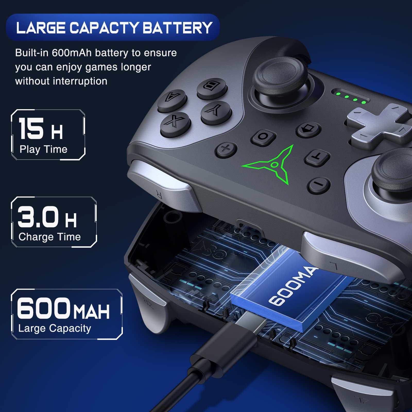 Wireless Switch Controller for Nintendo Switch 2/Switch 1/Lite/OLED Controller, Switch Controller with a Mouse Touch Feeling on Back Buttons, Extra Switch Pro Controller with Wake-up,Programmable, Turbo Function