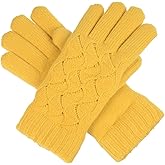 BYOS Womens Winter Fashion Swirl Pattern Plush Faux Fur Fleece Lined Knit Gloves