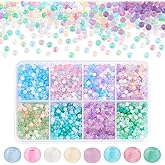 PH PandaHall 2104pcs 8 Candy Colors Seed Beads 3mm Frosted Glass Transparent Round Bead Mini Spacer Beads Kit Waist Bead for Earring Bracelet Necklace Key Chain Crafts Jewelry Making
