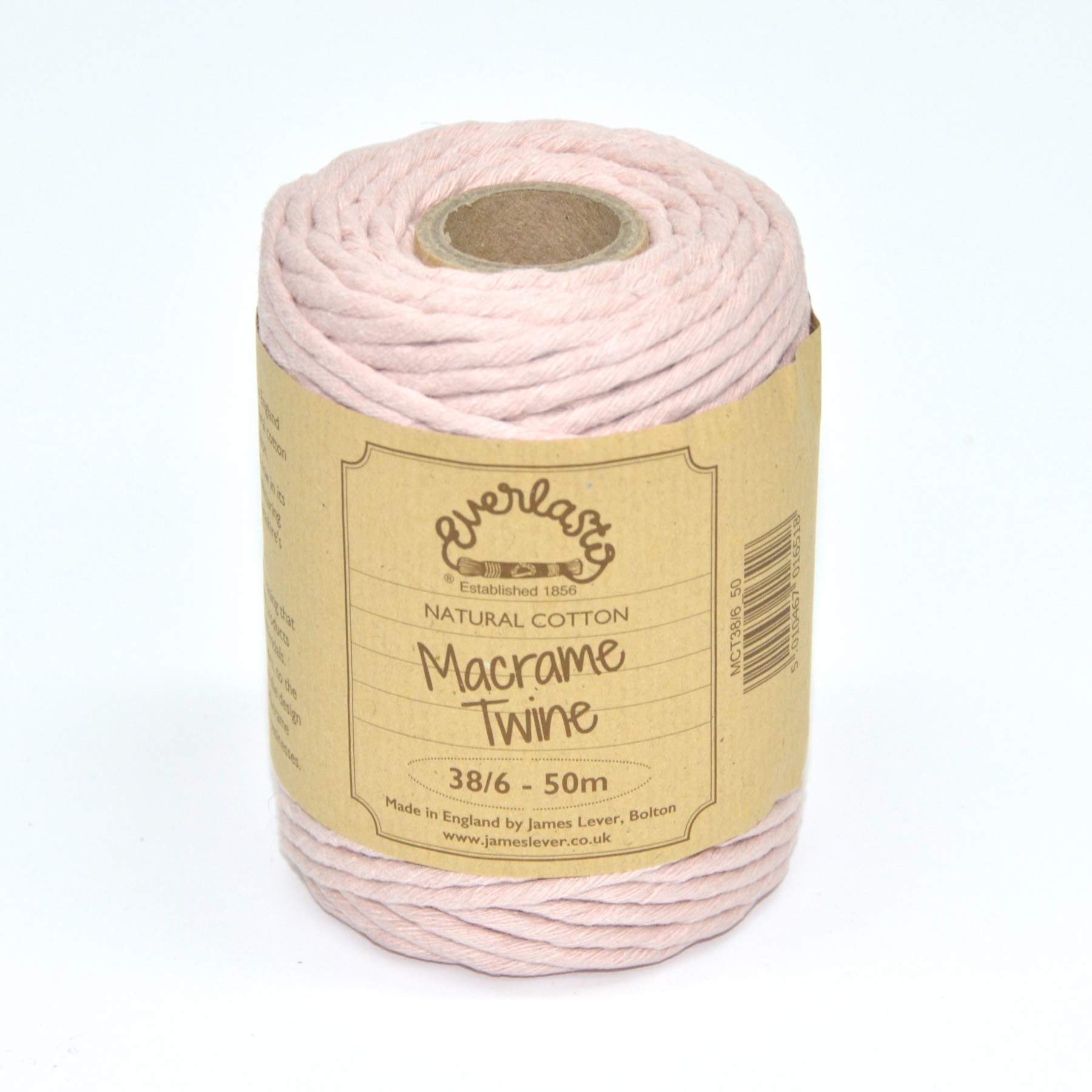 50M Spools - Everlasto Single Twist Soft Cotton Coloured Macrame Craft Twine 38/6 (4mm approx) (Cherry)