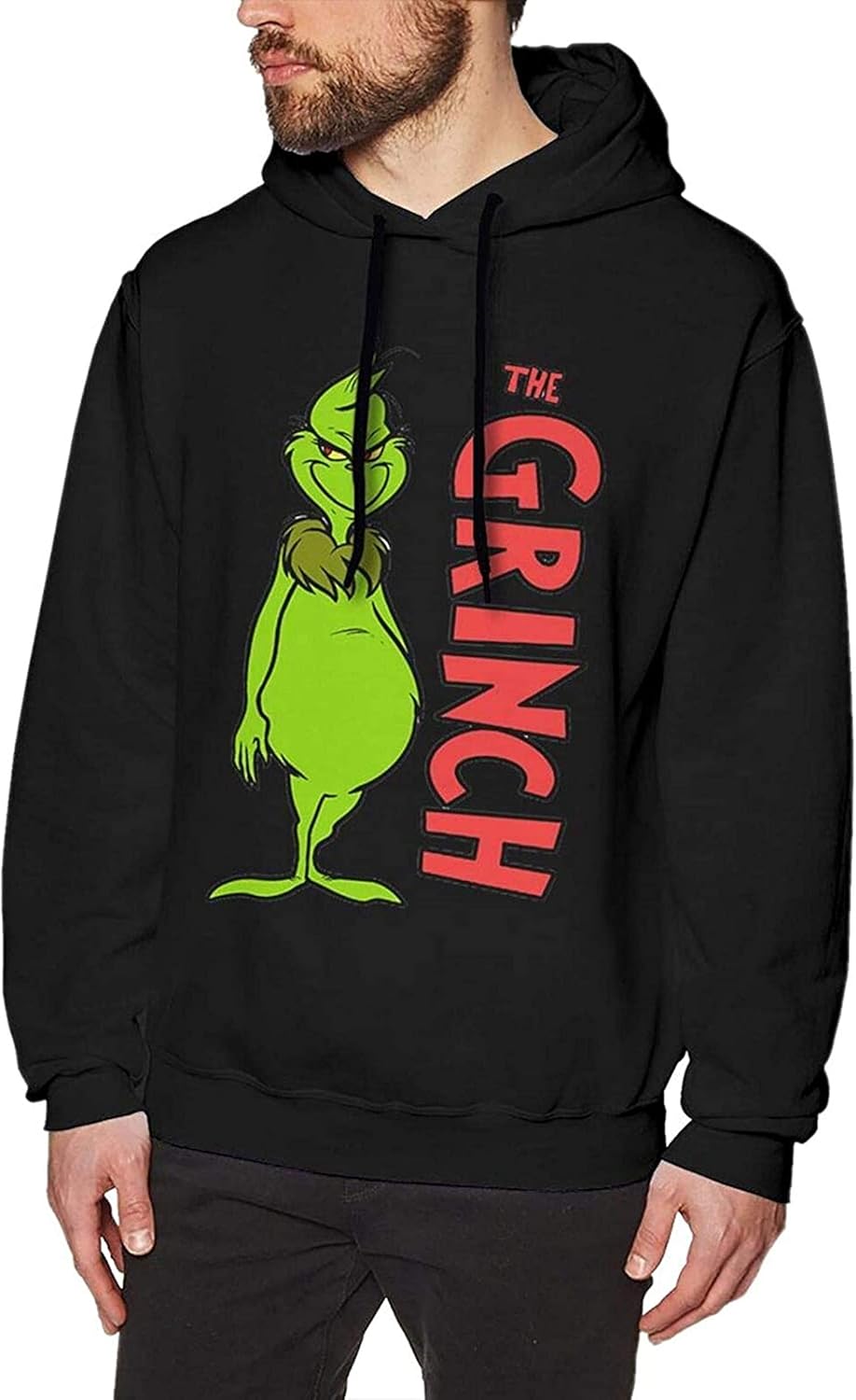 Grinch Hoodie Mens Cotton Long Sleeve Pullover Sweatshirt Drawstring